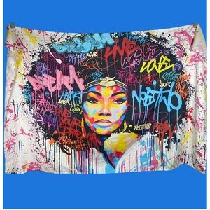 Graffiti Wall Tapestry Colorful Street Art Urban Decor Mural 60x39"